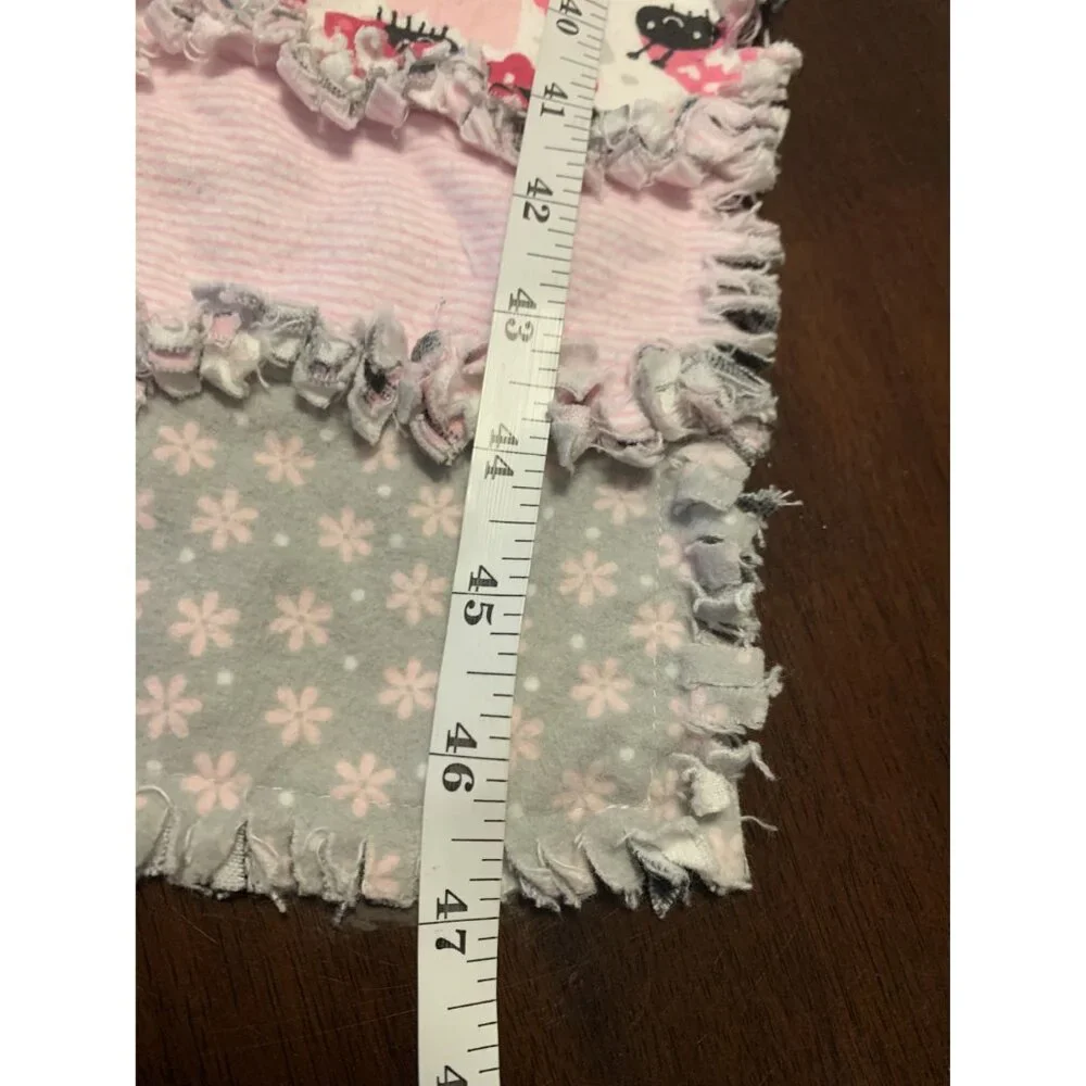 Flannel Baby Blanket 39x47‎ Pink Animal Print Floral Patchwork Cozy